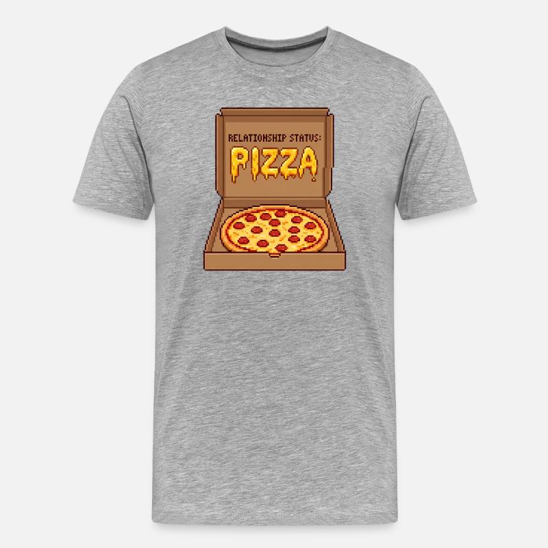 Relationship Status Pizza - Anti Valentine Gift - Männer Premium Bio T-Shirt - Grau meliert
