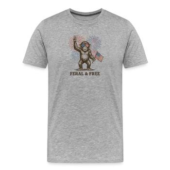Wild and Free Monkey – Funny Patriotic Picture - Men's Premium Organic T-Shirt - heather grey - Front - Damien (186cm)