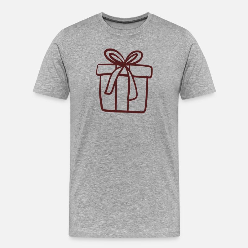 Geschenkbox-Linienzeichnung - Männer Premium Bio T-Shirt - Grau meliert