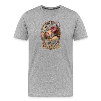 Steam Punk Schöne Frauen Steampunk - Männer Premium Bio T-Shirt - Grau meliert - Vorne - Damien (186cm)