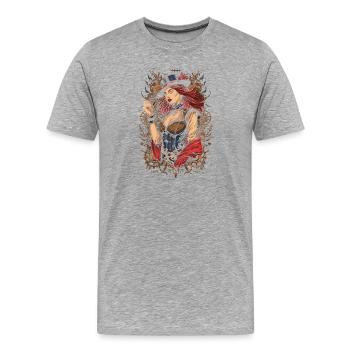 Steam Punk Schöne Frauen Steampunk - Männer Premium Bio T-Shirt - Grau meliert - Vorne - Damien (186cm)