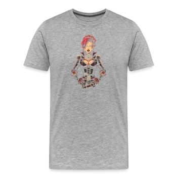 Steam Punk Schöne Frauen Steampunk - Männer Premium Bio T-Shirt - Grau meliert - Vorne - Damien (186cm)