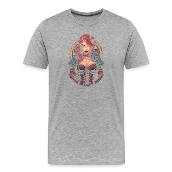 Steam Punk Schöne Frauen Steampunk - Männer Premium Bio T-Shirt - Grau meliert - Vorne - Damien (186cm)