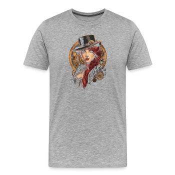 Steam Punk Schöne Frauen Steampunk - Männer Premium Bio T-Shirt - Grau meliert - Vorne - Damien (186cm)