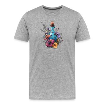 Flower bottle in a blaze of colour - Men's Premium Organic T-Shirt - heather grey - Front - Damien (186cm)