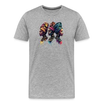 Triple African Head Wrap Icons - Men's Premium Organic T-Shirt - heather grey - Front - Damien (186cm)