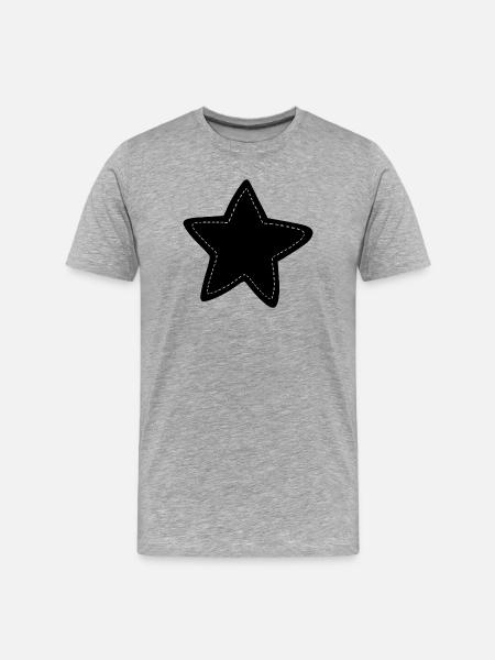Stitched Star Outline - Men's Premium Organic T-Shirt - heather grey