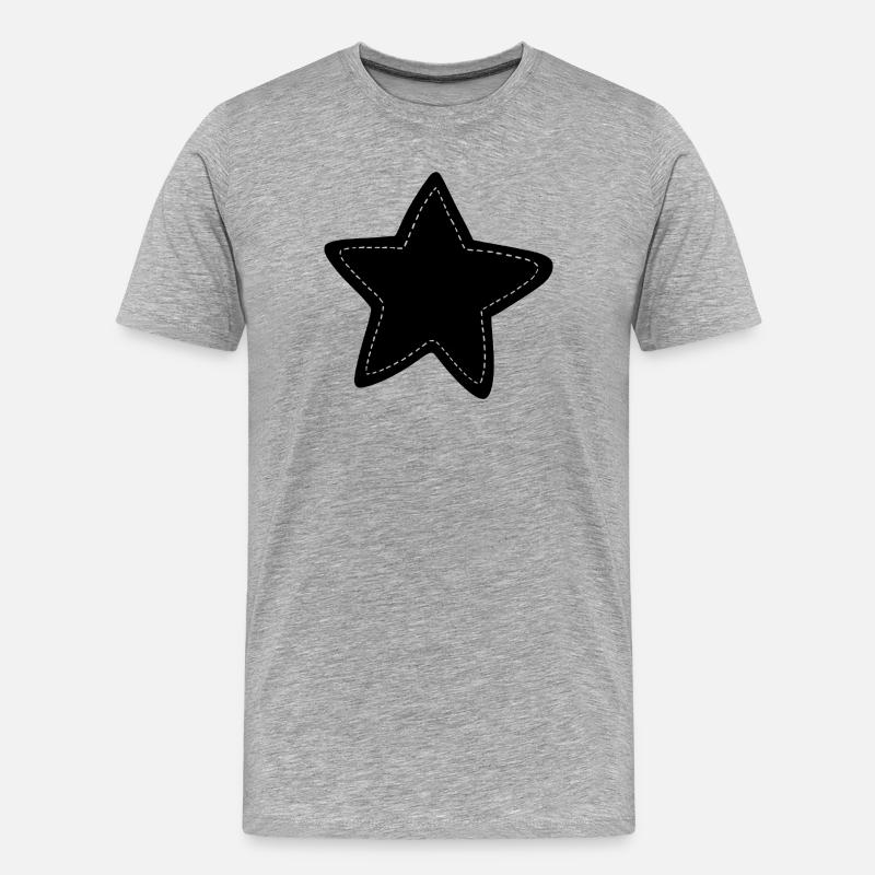 Umriss des gestickten Sterns - Männer Premium Bio T-Shirt - Grau meliert