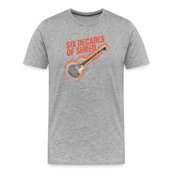 Six Decades of Rock Guitar Fire - Men's Premium Organic T-Shirt - heather grey - Front - Damien (186cm)