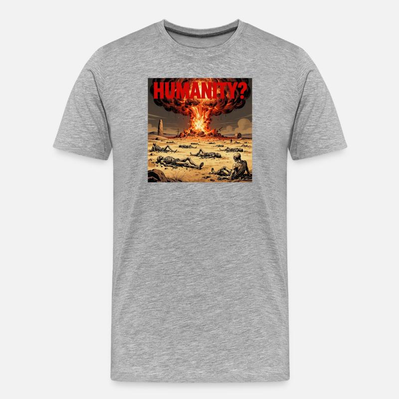 Atomic Humanity? - Männer Premium Bio T-Shirt - Grau meliert