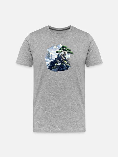 Mountain Staircase to Pines - Men's Premium Organic T-Shirt - heather grey