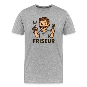 Cartoon Salon de coiffure Vintage - T-shirt bio Premium Homme - gris chiné - Devant - Damien (186cm)
