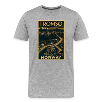 Tromsø Norwegen – Retro Reiseposter Art Deco - Männer Premium Bio T-Shirt - Grau meliert - Vorne - Damien (186cm)