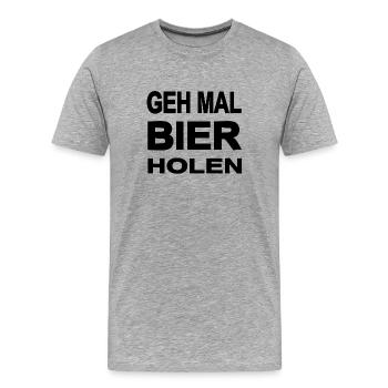 Bier - Männer Premium Bio T-Shirt - Grau meliert - Vorne - Damien (186cm)