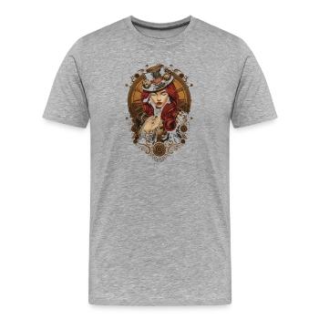 Steam Punk Schöne Frauen Steampunk - Männer Premium Bio T-Shirt - Grau meliert - Vorne - Damien (186cm)