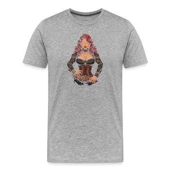 Steam Punk Schöne Frauen Steampunk - Männer Premium Bio T-Shirt - Grau meliert - Vorne - Damien (186cm)
