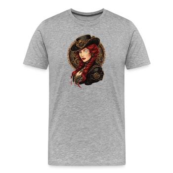 Steam Punk Schöne Frauen Steampunk - Männer Premium Bio T-Shirt - Grau meliert - Vorne - Damien (186cm)