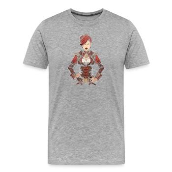 Steam Punk Schöne Frauen Steampunk - Männer Premium Bio T-Shirt - Grau meliert - Vorne - Damien (186cm)