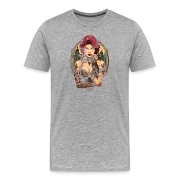Steam Punk Schöne Frauen Steampunk - Männer Premium Bio T-Shirt - Grau meliert - Vorne - Damien (186cm)