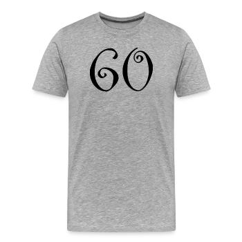 60. 60 ANS. 60e ANNIVERSAIRE. ANNIVERSAIRE 60 ANS. - T-shirt bio Premium Homme - gris chiné - Devant - Damien (186cm)