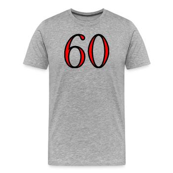 60. 60 ANS. 60e ANNIVERSAIRE. ANNIVERSAIRE 60 ANS. - T-shirt bio Premium Homme - gris chiné - Devant - Damien (186cm)