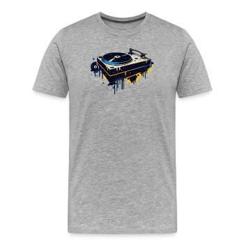 Graffiti Plattenspieler Design  - Männer Premium Bio T-Shirt - Grau meliert - Vorne - Damien (186cm)