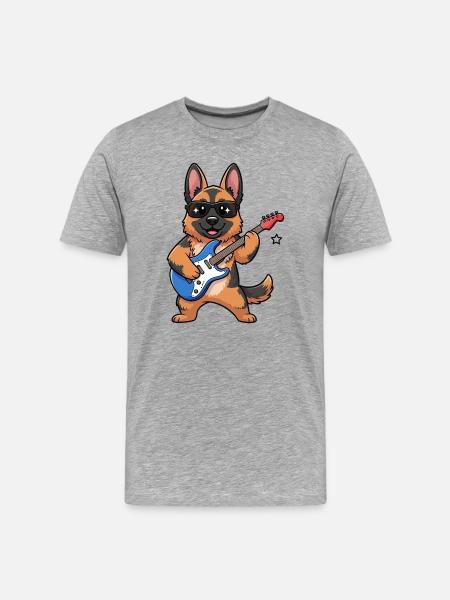 Guitarist dog with sunglasses - Men's Premium Organic T-Shirt - heather grey