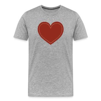 Stitched Brown Heart Emblem - Men's Premium Organic T-Shirt - heather grey - Front - Damien (186cm)