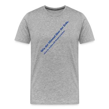 Texte diagonal Heaven Over Earth - T-shirt bio Premium Homme - gris chiné - Devant - Damien (186cm)