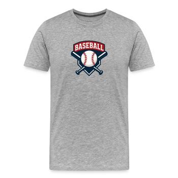 Baseball Emblem Schild mit Ball - Männer Premium Bio T-Shirt - Grau meliert - Vorne - Damien (186cm)