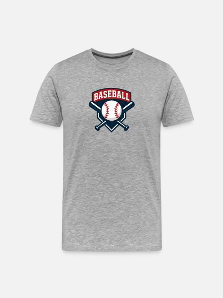 Baseball Emblem Shield with Ball - Men's Premium Organic T-Shirt - heather grey