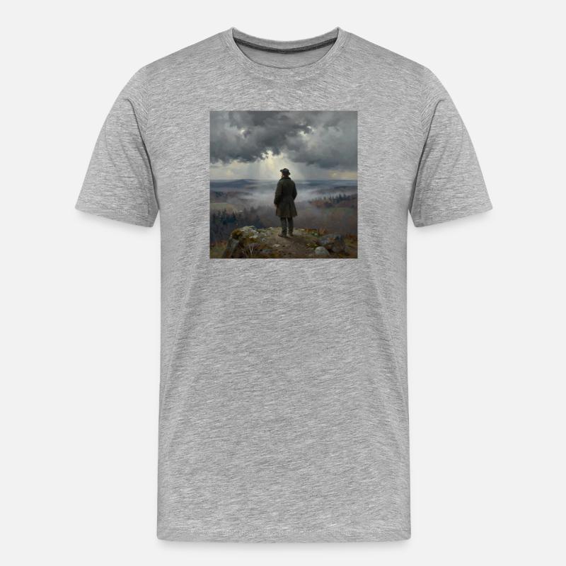Blick in den Nebelberge - Männer Premium Bio T-Shirt - Grau meliert