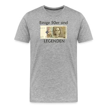 Légendes des années 50, Marque allemande, Anniversaire du dessin - T-shirt bio Premium Homme - gris chiné - Devant - Damien (186cm)