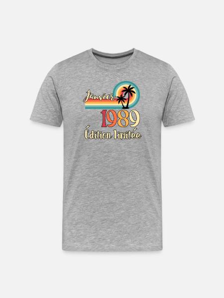 Janvier 1989 – Édition limitée rétro - T-shirt bio Premium Homme - gris chiné