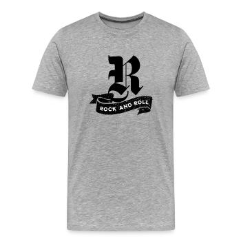 Rock'n'Roll-Kippentext - Männer Premium Bio T-Shirt - Grau meliert - Vorne - Damien (186cm)