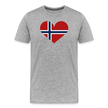 Norwegische Herzflagge - Männer Premium Bio T-Shirt - Grau meliert - Vorne - Damien (186cm)
