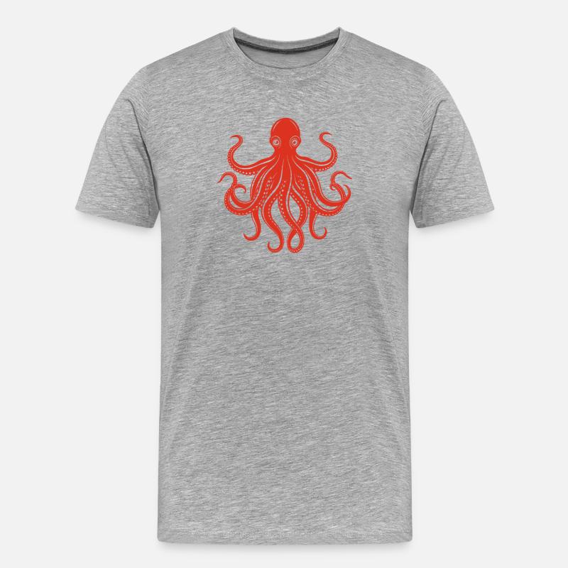 Krake - Männer Premium Bio T-Shirt - Grau meliert