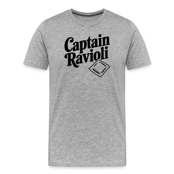 Capitaine Ravioli - T-shirt bio Premium Homme - gris chiné - Devant - Damien (186cm)