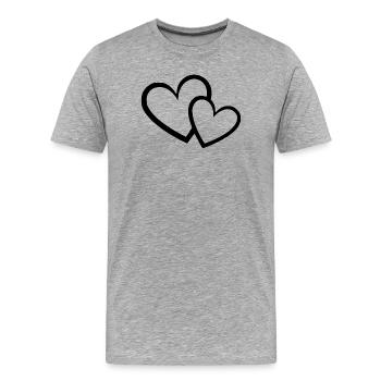 Saint-Valentin Cœur noir, St.valentin - T-shirt bio Premium Homme - gris chiné - Devant - Damien (186cm)