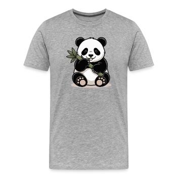 Panda Bambus - Männer Premium Bio T-Shirt - Grau meliert - Vorne - Damien (186cm)