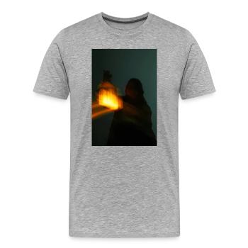 Nachtlicht im Schatten - Männer Premium Bio T-Shirt - Grau meliert - Vorne - Damien (186cm)