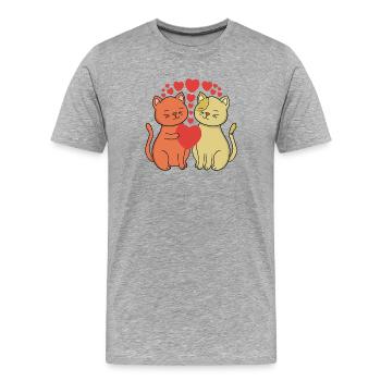 Deux chats sincères s’embrassent - T-shirt bio Premium Homme - gris chiné - Devant - Damien (186cm)