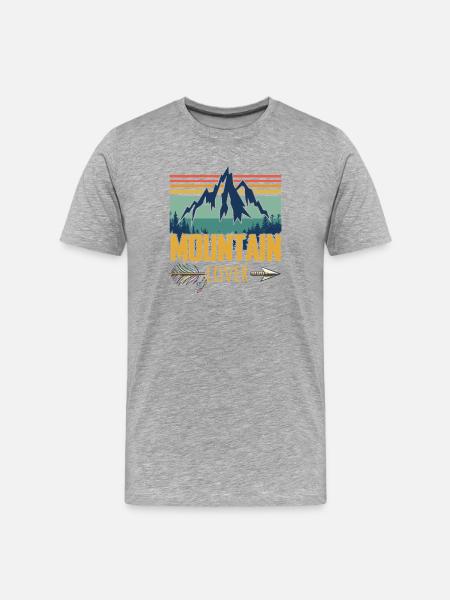 Mountain Lover Retro - Men's Premium Organic T-Shirt - heather grey