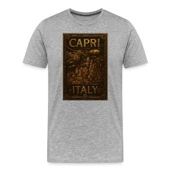 Capri Italy – Steampunk Bronze Travel Poster - Men's Premium Organic T-Shirt - heather grey - Front - Damien (186cm)