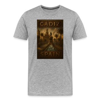 Cádiz Spain – Steampunk Bronze Travel Poster - Men's Premium Organic T-Shirt - heather grey - Front - Damien (186cm)