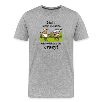 Golf - keeps me sane - Men's Premium Organic T-Shirt - heather grey - Front - Damien (186cm)