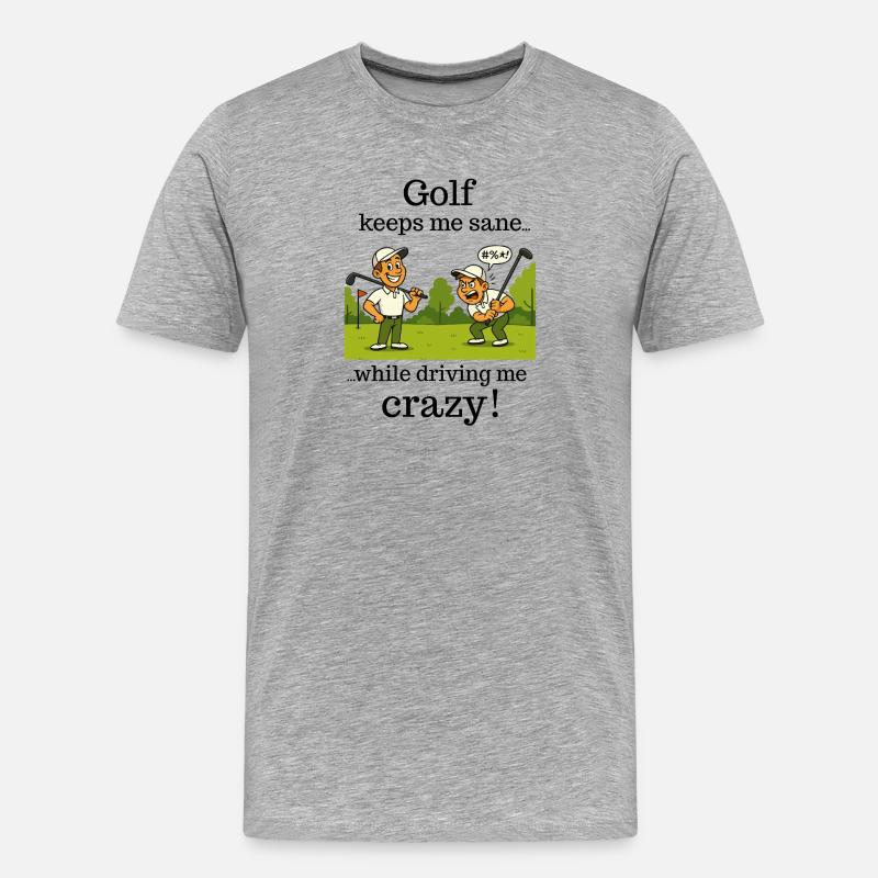 Golf – hält mich geistig gesund - Männer Premium Bio T-Shirt - Grau meliert