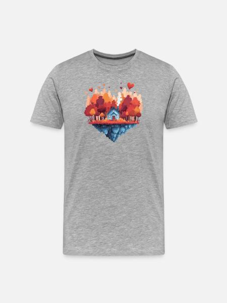 Autumn Island House Dream - Men's Premium Organic T-Shirt - heather grey