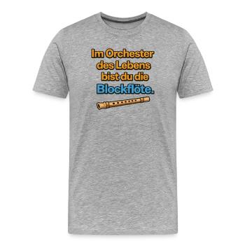 Orchestra of Life Recorder Design - Men's Premium Organic T-Shirt - heather grey - Front - Damien (186cm)