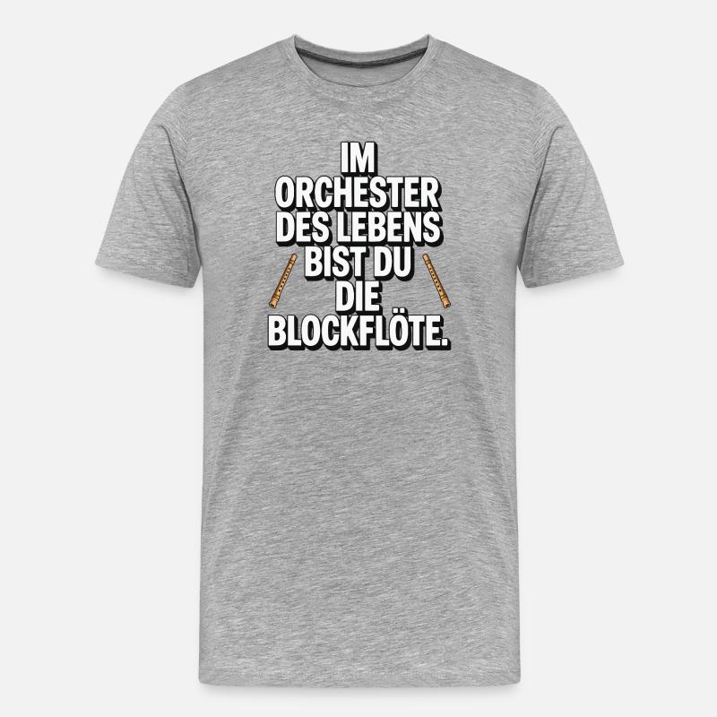 Orchester des Lebens Blockflöte Design - Männer Premium Bio T-Shirt - Grau meliert